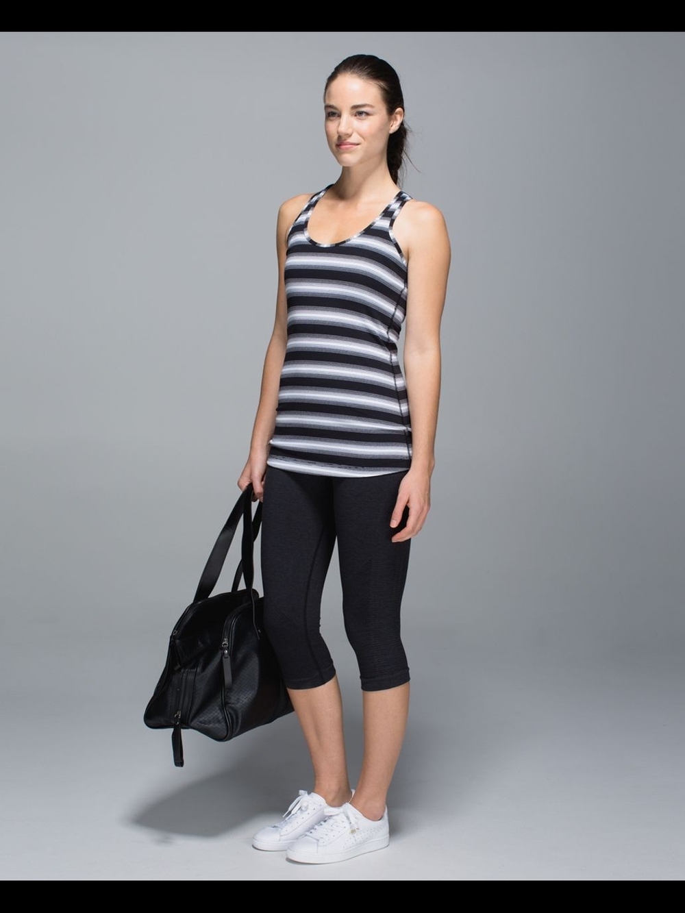 Lululemon Cool Racerback‎ Capilano Stripe Black White